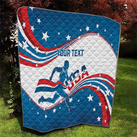 Custom USA Athletics Quilt 2024 United States Flag Curve Style - Wonder Print Shop