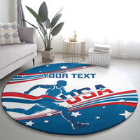 Custom USA Athletics Round Carpet 2024 United States Flag Curve Style