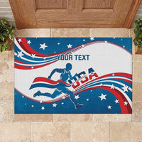 Custom USA Athletics Rubber Doormat 2024 United States Flag Curve Style - Wonder Print Shop