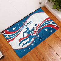 Custom USA Athletics Rubber Doormat 2024 United States Flag Curve Style - Wonder Print Shop