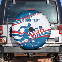 Custom USA Athletics Spare Tire Cover 2024 United States Flag Curve Style - Wonder Print Shop