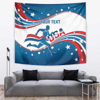 Custom USA Athletics Tapestry 2024 United States Flag Curve Style - Wonder Print Shop