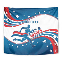 Custom USA Athletics Tapestry 2024 United States Flag Curve Style - Wonder Print Shop