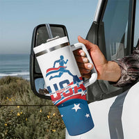 USA Athletics Tumbler With Handle 2024 United States Flag Curve Style - Wonder Print Shop