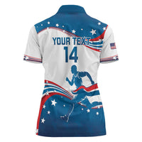 Custom USA Athletics Women Polo Shirt 2024 United States Flag Curve Style - Wonder Print Shop