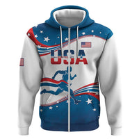 Custom USA Athletics Zip Hoodie 2024 United States Flag Curve Style - Wonder Print Shop