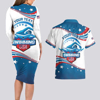 Personalized USA Swimming Couples Matching Long Sleeve Bodycon Dress and Hawaiian Shirt 2024 We Are The Champions - Wonder Print Shop