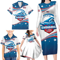 Personalized USA Swimming Family Matching Long Sleeve Bodycon Dress and Hawaiian Shirt 2024 We Are The Champions - Wonder Print Shop