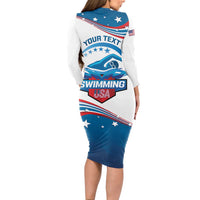 Personalized USA Swimming Long Sleeve Bodycon Dress 2024 We Are The Champions - Wonder Print Shop