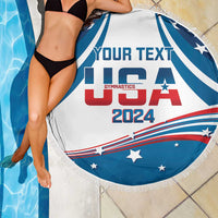 Personalized USA Gymnastics Beach Blanket 2024 United States Flag Curve Style - Wonder Print Shop