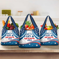 Personalized USA Gymnastics Grocery Bag United States Flag Curve Style