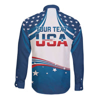 Personalized USA Gymnastics Long Sleeve Button Shirt 2024 United States Flag Curve Style - Wonder Print Shop