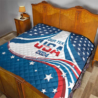 Personalized USA Gymnastics Quilt 2024 United States Flag Curve Style - Wonder Print Shop