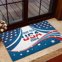 Personalized USA Gymnastics Rubber Doormat 2024 United States Flag Curve Style - Wonder Print Shop