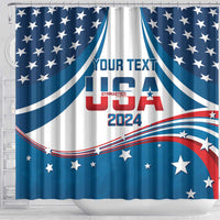 Personalized USA Gymnastics Shower Curtain 2024 United States Flag Curve Style