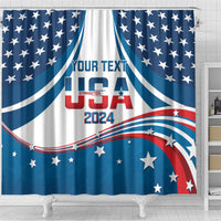 Personalized USA Gymnastics Shower Curtain 2024 United States Flag Curve Style