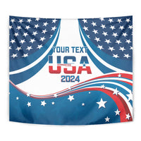 Personalized USA Gymnastics Tapestry 2024 United States Flag Curve Style - Wonder Print Shop