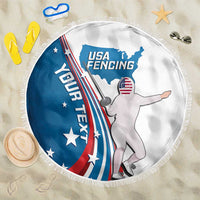 Personalized USA Fencing Beach Blanket 2024 United States Flag Curve Style - Wonder Print Shop