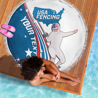 Personalized USA Fencing Beach Blanket 2024 United States Flag Curve Style - Wonder Print Shop