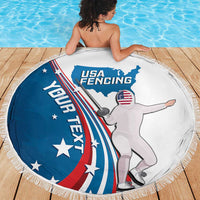 Personalized USA Fencing Beach Blanket 2024 United States Flag Curve Style - Wonder Print Shop