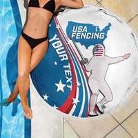 Personalized USA Fencing Beach Blanket 2024 United States Flag Curve Style - Wonder Print Shop