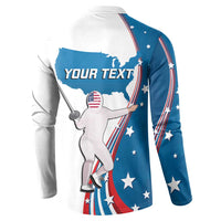 Personalized USA Fencing Button Sweatshirt 2024 United States Flag Curve Style - Wonder Print Shop