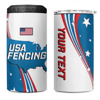 Personalized USA Fencing 4 in 1 Can Cooler Tumbler 2024 United States Flag Curve Style - Wonder Print Shop