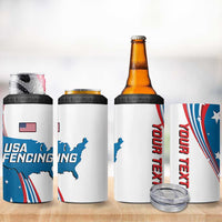 Personalized USA Fencing 4 in 1 Can Cooler Tumbler 2024 United States Flag Curve Style - Wonder Print Shop