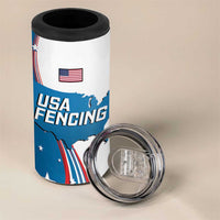 Personalized USA Fencing 4 in 1 Can Cooler Tumbler 2024 United States Flag Curve Style - Wonder Print Shop