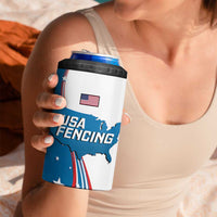 Personalized USA Fencing 4 in 1 Can Cooler Tumbler 2024 United States Flag Curve Style - Wonder Print Shop