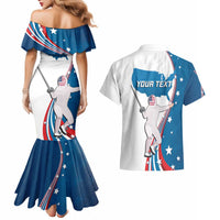 Personalized USA Fencing Couples Matching Mermaid Dress and Hawaiian Shirt 2024 United States Flag Curve Style - Wonder Print Shop