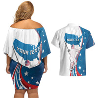Personalized USA Fencing Couples Matching Off Shoulder Short Dress and Hawaiian Shirt 2024 United States Flag Curve Style - Wonder Print Shop