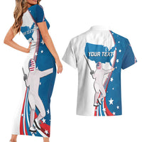 Personalized USA Fencing Couples Matching Short Sleeve Bodycon Dress and Hawaiian Shirt 2024 United States Flag Curve Style - Wonder Print Shop