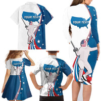 Personalized USA Fencing Family Matching Long Sleeve Bodycon Dress and Hawaiian Shirt 2024 United States Flag Curve Style - Wonder Print Shop