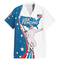 Personalized USA Fencing Family Matching Mermaid Dress and Hawaiian Shirt 2024 United States Flag Curve Style - Wonder Print Shop