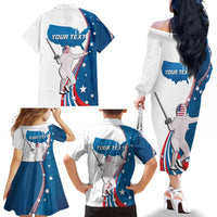 Personalized USA Fencing Family Matching Off The Shoulder Long Sleeve Dress and Hawaiian Shirt 2024 United States Flag Curve Style - Wonder Print Shop