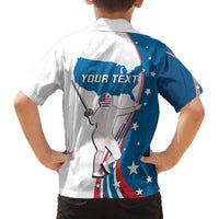 Personalized USA Fencing Family Matching Off Shoulder Short Dress and Hawaiian Shirt 2024 United States Flag Curve Style - Wonder Print Shop