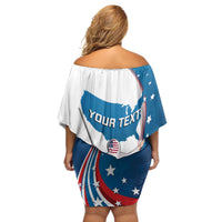 Personalized USA Fencing Family Matching Off Shoulder Short Dress and Hawaiian Shirt 2024 United States Flag Curve Style - Wonder Print Shop