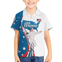 Personalized USA Fencing Family Matching Off Shoulder Short Dress and Hawaiian Shirt 2024 United States Flag Curve Style - Wonder Print Shop
