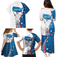 Personalized USA Fencing Family Matching Puletasi and Hawaiian Shirt 2024 United States Flag Curve Style - Wonder Print Shop