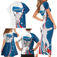Personalized USA Fencing Family Matching Short Sleeve Bodycon Dress and Hawaiian Shirt 2024 United States Flag Curve Style - Wonder Print Shop