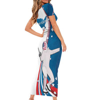 Personalized USA Fencing Family Matching Short Sleeve Bodycon Dress and Hawaiian Shirt 2024 United States Flag Curve Style - Wonder Print Shop