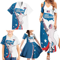 Personalized USA Fencing Family Matching Summer Maxi Dress and Hawaiian Shirt 2024 United States Flag Curve Style - Wonder Print Shop