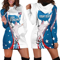 Personalized USA Fencing Hoodie Dress 2024 United States Flag Curve Style - Wonder Print Shop