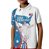 Personalized USA Fencing Kid Polo Shirt 2024 United States Flag Curve Style - Wonder Print Shop