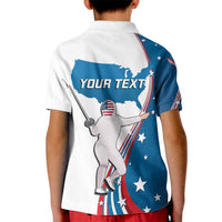 Personalized USA Fencing Kid Polo Shirt 2024 United States Flag Curve Style - Wonder Print Shop