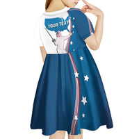Personalized USA Fencing Kid Short Sleeve Dress 2024 United States Flag Curve Style - Wonder Print Shop