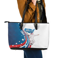 Personalized USA Fencing Leather Tote Bag 2024 United States Flag Curve Style - Wonder Print Shop