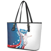 Personalized USA Fencing Leather Tote Bag 2024 United States Flag Curve Style - Wonder Print Shop
