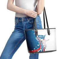 Personalized USA Fencing Leather Tote Bag 2024 United States Flag Curve Style - Wonder Print Shop